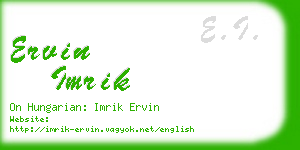 ervin imrik business card